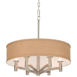 Woven Burlap Ava 6-Light Nickel Pendant Chandelier -Famous Lighting Store woven burlap ava 6 light nickel pendant chandelier 9k797views1