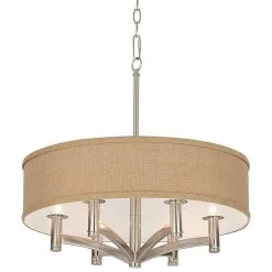 Woven Burlap Ava 6-Light Nickel Pendant Chandelier -Famous Lighting Store woven burlap ava 6 light nickel pendant chandelier 9k797views3